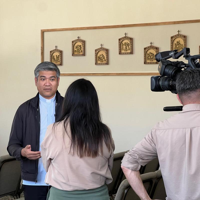 CBS News LA visits Damien to discuss Pope Leo XIV Featured Photo