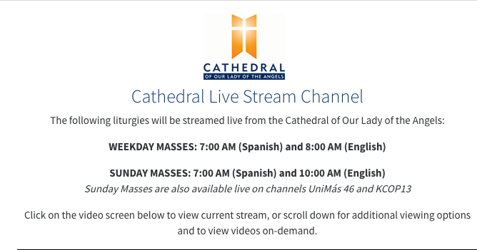 Watch Archbishop Gomez on the Cathedral's YouTube page here
